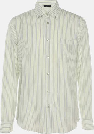 Ermenegildo Zegna Green/grey Stripe Cotton Long Sleeve Shirt