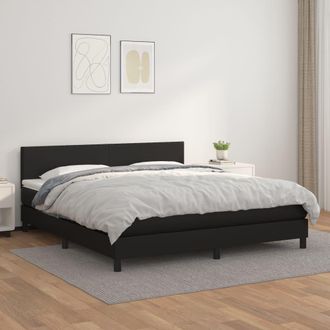 vidaXL Cama Box Spring Con Colch&oacute;n Cuero Sint&eacute;tico Negro 160x200 Cm Vidaxl