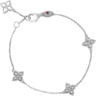 Roberto Coin Bracciale in oro bianco 18 carati e diamanti Princess Flower - Argento
