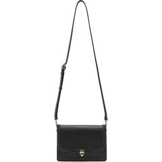 Helen Kaminski Dauphine Raffia Trim Leather Crossbody Bag in Black/Charcoal at Nordstrom Rack