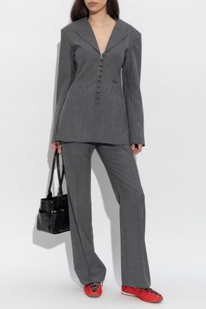 Ganni Single-vent Blazer, Womens, Grey