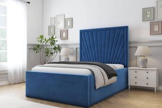 Comfort Beds Kensington Plush Bed Frame With Mattress-50 Upholstered in Navy | Size: Single