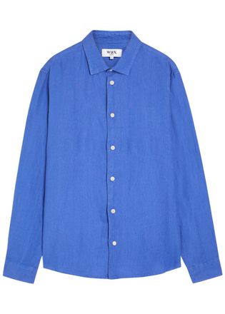 Wax London Dartford Linen Shirt - Blue - XL