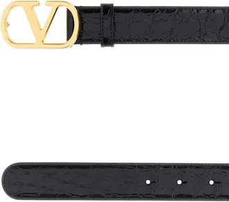 Valentino Garavani Mens Vlogo Belt Black Crocodile