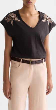 Scotch & Soda Embroidered Cotton Graphic T-Shirt in Meteorite at Nordstrom, Size X-Small