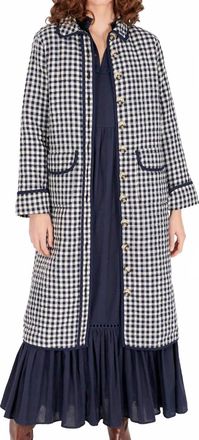 Neve & Noor Lilibet Quilted Gingham Jacket In Indigo/ivory