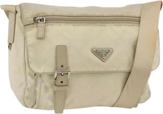 Prada Pre-owned Cross Body Bags, female, Beige, Size: ONE SIZE Pre-owned Nylon Shoulder Bag
