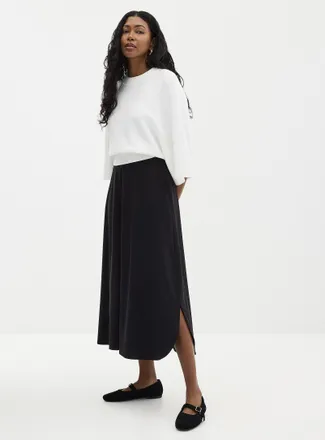 Contemporaine Womens Technical fabric flared maxi skirt