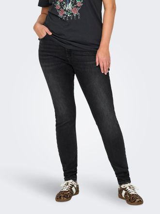 Only Carmakoma Skinny-fit-Jeans ONLY CARMAKOMA CARWILLY REG SKINNY DNM CRO224 NOOS, Damen, Gr. 42, L&auml;nge 32, schwarz (washed schwarz), Denim/Jeans, Obermaterial: 92%