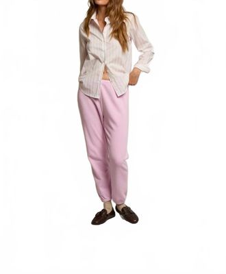 perfectwhitetee Giselle Poplin Long Sleeve Button Up Top In Sugar Pink Stripe