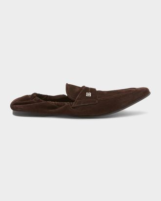 Dolce & Gabbana Men & apos;s Suede DG-Logo Elastic Penny Loafers