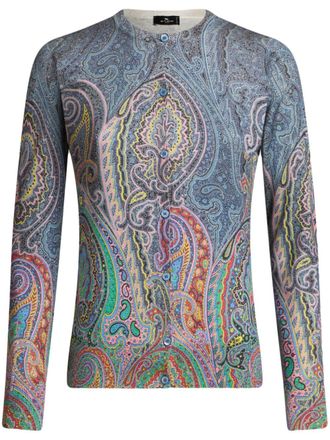 Etro paisley-print cardigan - women - Silk/Cashmere - 42 - Blue