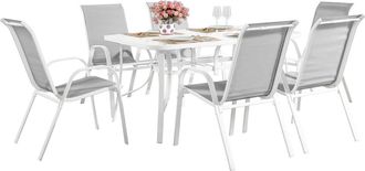 Habitat et Jardin Habitat Et Jardin - Conjunto De Jard&iacute;n Mesa + 6 Sillas De Textileno c&oacute;rdoba - Gris