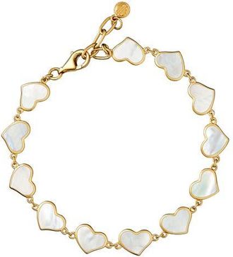 Jan Leslie All Around Heart Bracelet Set In 18K Gold Overlay Sterling Silver in White at Nordstrom