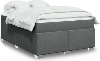 vidaXL Cama Box Spring Con Colch&oacute;n Tela Gris Oscuro 160x200 Cm Vidaxl