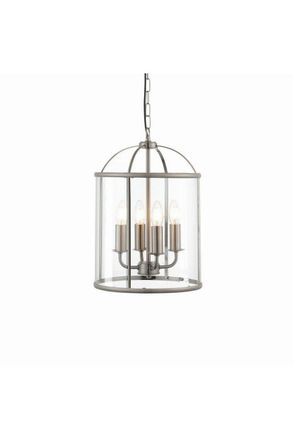 Netlighting Lambeth 4 Light Ceiling Pendant Clear Glass Satin Nickel E14