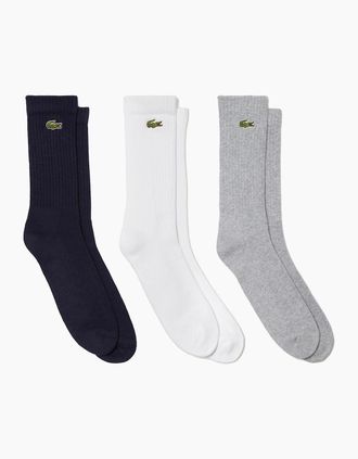 Lacoste Mens Lacoste Sport 3 Pack High Cut Socks Grey/White/Navy - White/Black/Grey - Size: 7/7.5/6/6.5/5.5/8