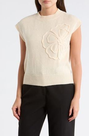 Daniel Rainn Floral Appliqu&eacute; Sweater in Natural at Nordstrom Rack, Size X-Large