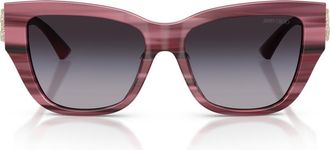 Jimmy Choo London 54mm Gradient Pillow Sunglasses in Striped Cranberry /Gray at Nordstrom