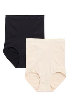 Lands End 2-Pack Contour Flex High Waist Shaping Briefs in Pearl/Black at Nordstrom Rack, Size X-Large