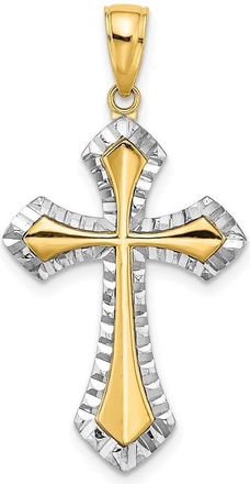 Diamond2Deal 10k Yellow Gold Rhodium Diamond-Cut Reversible Cross Charm