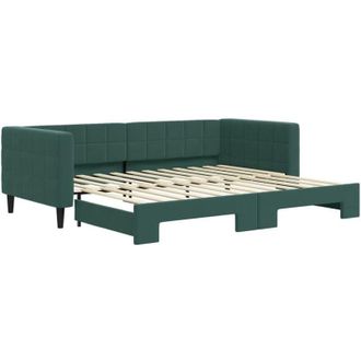 vidaXL Sof&aacute; Cama Nido Terciopelo Verde Oscuro 90x200 Cm Vidaxl