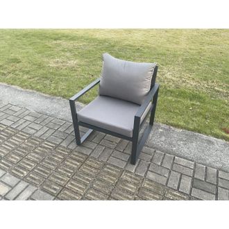 Fimous Fimous Aluminium Outdoor Garden Chair Patio Armchair Single Sofa for Balcony, Terrace,Swimming Pool Dark Grey