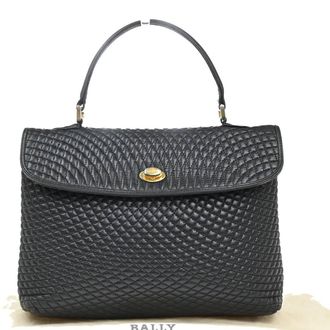 Bally Vintage Handbag Quilted Leather Leather Handbag (Pre-Owned)