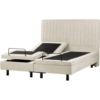 Beliani Beliani - Letto Tessuto Beige chiaro Elettrico Regolabile con Telecomando 160 x 200 cm Duke ii