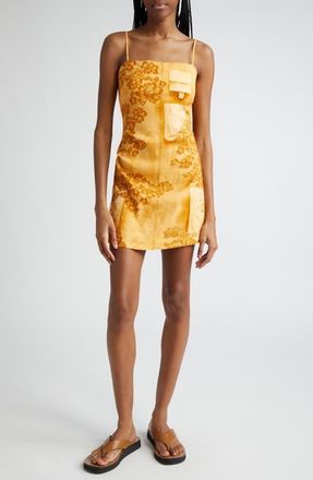 Acne Studios Dua Trompe lOeil Print Minidress in Faded Orange at Nordstrom, Size 42