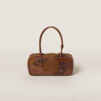 Miu Miu Beau Leather Patchwork Bag, Woman, Cognac