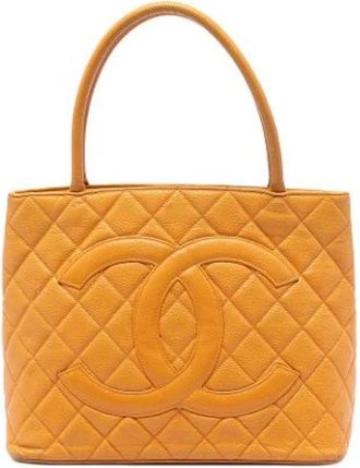 Chanel Pre-owned Medallion Tote Bag - Dames - Vintage Shopper - Geel - ONE Size - Leer - Vintage