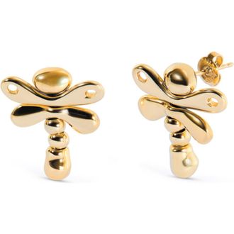 UNOde50 18K Gold-plated Dragonfly Earrings at Nordstrom