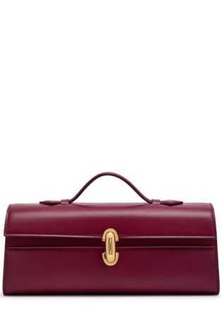Savette Symmetry Slim Leather Pochette - Plum - One Size