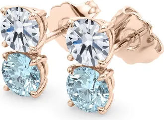 HauteCarat Double Birthstone Earrings in 18K Rose Gold at Nordstrom