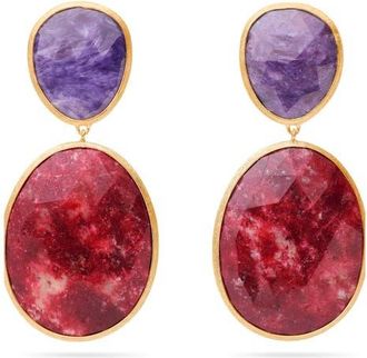 Marco Bicego Lunaria Charoite & Thulite Drop Earrings in Gold at Nordstrom