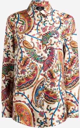 Etro Gerades Hemd aus Seide mit Paisley-Print