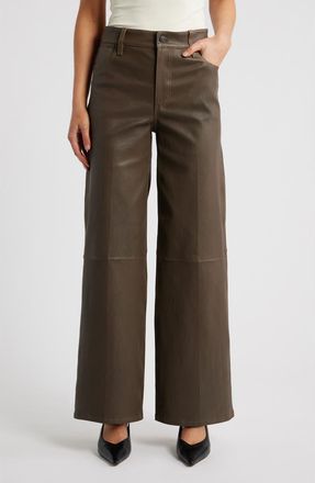 Frame Denim Le Slim Palazzo Leather Pants in Cork at Nordstrom, Size 23