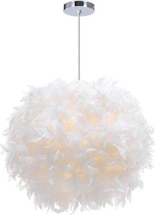 OEM L&aacute;mpara De Techo Decorativa Con Plumas Blancas - L&aacute;mpara Colgante Rom&aacute;ntica &Oslash; 30 Cm