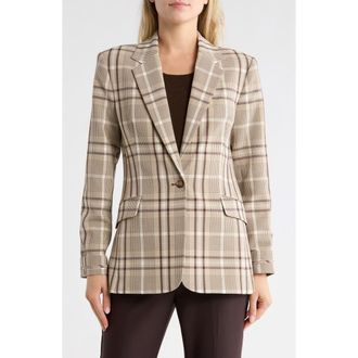 SIMKHAI Lillie Plaid Notch Lapel Blazer in Sand Plaid at Nordstrom Rack, Size 4