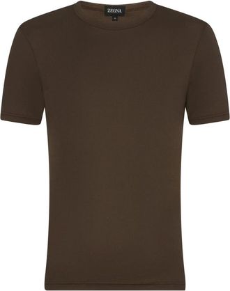 Ermenegildo Zegna Tops, Heren, Bruin, L, Katoen, T-shirt van katoen en modal