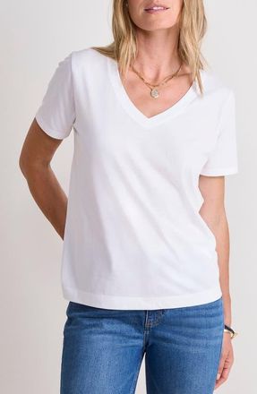 Vineyard Vines V-Neck Cotton T-Shirt in White Cap at Nordstrom, Size Xx-Small