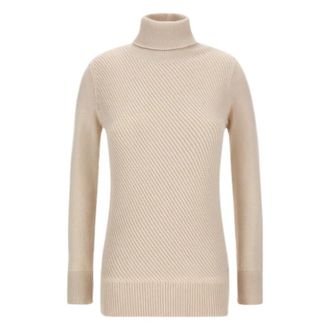 Woolrich Turtleneck Trui met Capuchon - Dames - Coltruien - Beige - S - Wol - Truien & Vesten