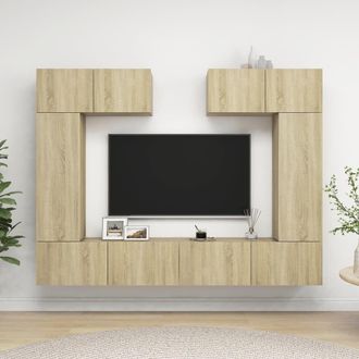 Berkfield Home 6 Piece TV Cabinet Set Sonoma Oak Engineered Wood in Brown