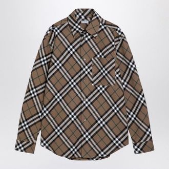 Burberry Mens Beige Check Cotton Shirt - Tan - Size 2XS