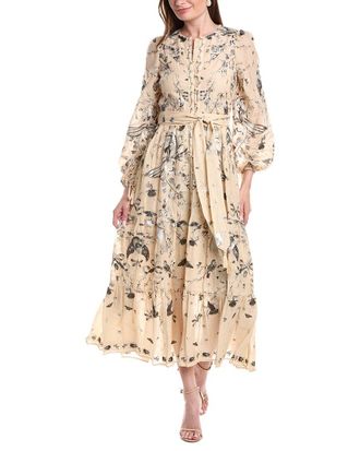 Marchesa Threadwork Voile Maxi Dress