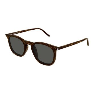 Saint Laurent Round Dark Havana Acetate Sunglasses - Brown