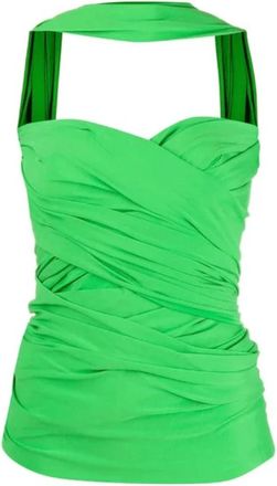 Balenciaga Groene Gedrapeerde Jersey Top - Dames - Tops zonder mouwen - Groen - XS - Tops