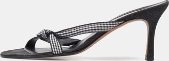 Gina White/black Fabric Knotted Slide Sandals