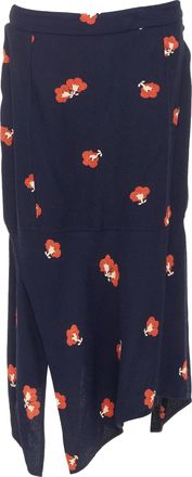 Victoria Beckham 2018 navy orange floral print asymmetric panelled skirt UK10 M